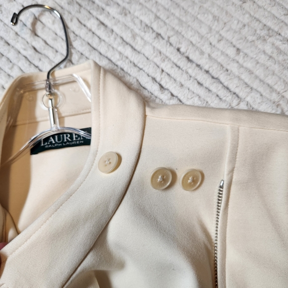 Lauren Ralph Lauren Ivory Women's Moto Jacket Full Crossbody Zip XS - Picture 5 of 16